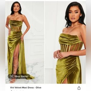 Vivi velvet maxi dress - Olive